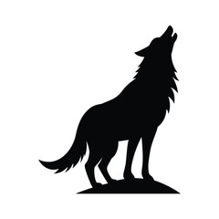 wolf howling at the moon on white background.