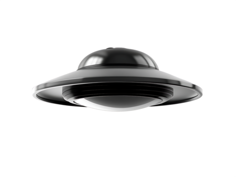Metallic flying saucer with illuminated underside on background alien spacecraft isolated on a transparent background - Powered by Adobe