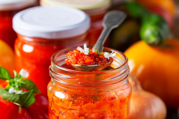 Hot tomato sauce, adjika, salsa, passata or marinara.