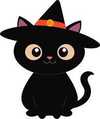 black cat with a hat