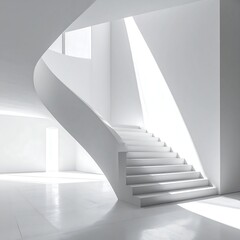 Modern, minimalist interior stairway