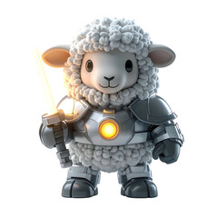 Cute sheep warrior with sword