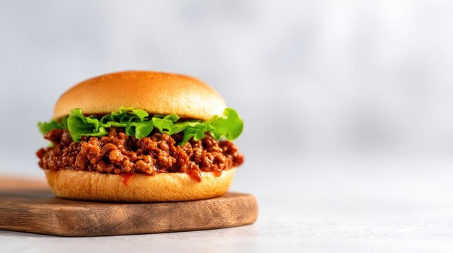 Classic Sloppy Joe on Wooden Board