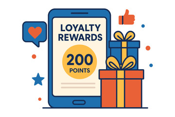 Loyalty rewards program mobile app with gift boxes and points