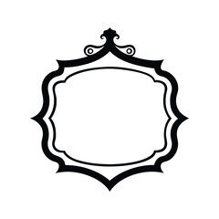 Retro Frame Black Silhouette Line Art Vector