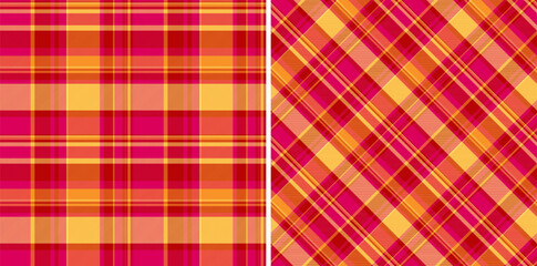 Vibrant plaid patterns in warm hues. A cheerful design, perfect for backgrounds, textiles, or adding a cozy touch to your project. Versatile  visually striking.