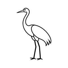 Outline of Jabiru Bird Line Art Vector