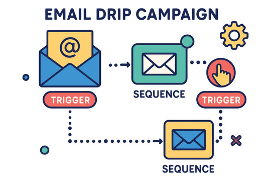 Email drip campaign marketing automation workflow with triggers and sequences