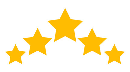 golden star rating, Establish icon badges for rating stars. Feedback. Degree of satisfaction rating. Five-star rating icon. Vector illustration. On a transparent background.