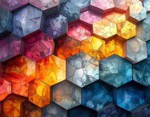 Abstract geometric pattern of colorful hexagons