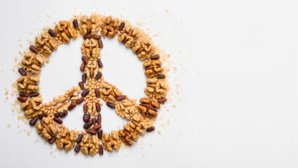 Obraz premium Nuts form a creative and harmonious peace symbol