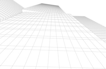 Obraz premium Abstract modern building. Architectural concept sketch. 