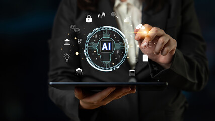 The role of AI in FinTech and modern business. A concept of using artificial intelligence for...