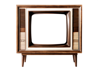 Retro Wooden Television with Blank Screen and Control Buttons vintage television isolated on a transparent background