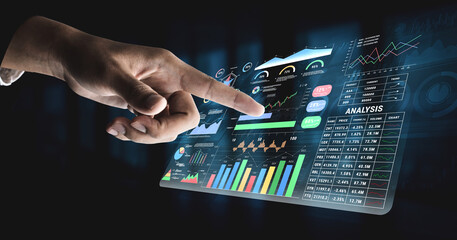 An advanced financial and business performance data dashboard. A professional interface for deep...