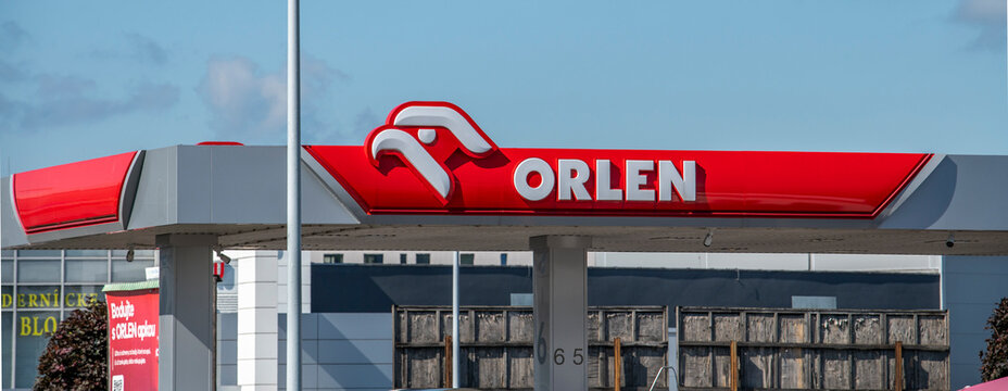 Zvolen, Slovakia - September, 7, 2025 : Orlen petrol station. Orlen S.A. is a Polish multinational oil refiner and petrol retailer. Gas station. Filling station.