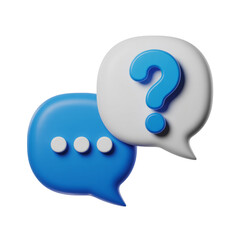 Two chat bubbles, one with question mark, isolated on transparent background