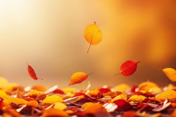 Golden Fall Nature with Colorful Leaves