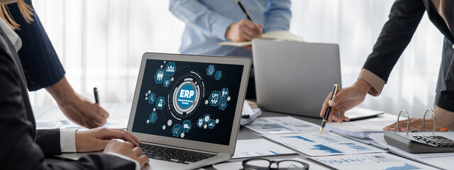 Business intelligence and data analysis concept. Analyst team working on financial data analysis...