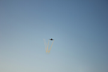 Turkish fighter jet Solo Turk flies over Anıtkabir. Ankara, Turkey - August 30, 2025.  April 23, May 19, August 30, October 29, November 10.