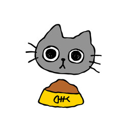Gray cute cat doodle