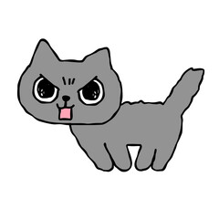 Gray cute cat doodle