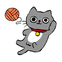 Gray cute cat doodle