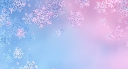 abstract pastel light blue and pink background with snowflakes