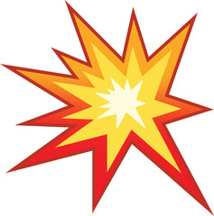 Bright yellow and red starburst explosion graphic element