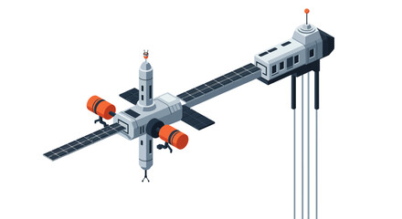 Space Station Orbiting Earth: Futuristic Design.