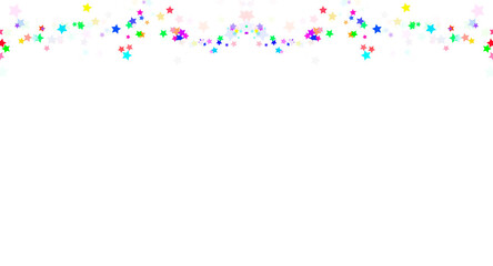 Colorful Stars Garland Border on Transparent Background