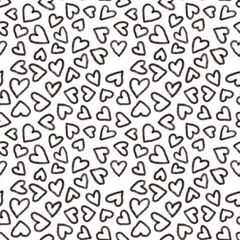 Seamless abstract geometric pattern. Simple background in black, white colors. Hearts. Digital texture. Illustration. Design for textile fabrics, wrapping paper, background, wallpaper, cover.