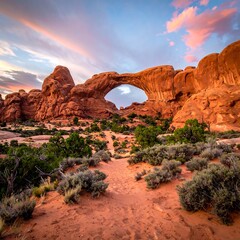 Scenic archway in desert landscape