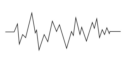 A black line graph with sharp peaks and valleys, isolated on a white background.