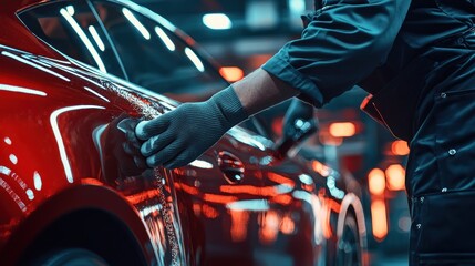 Polishing red car