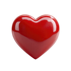 A glossy, vibrant red heart shape against a black background.  The heart is smooth and appears three-dimensional