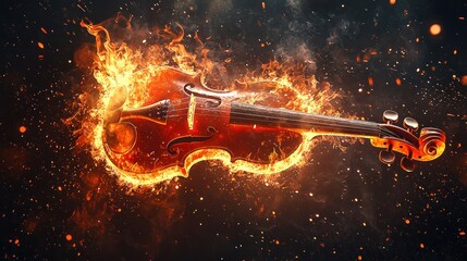 Violin in flames