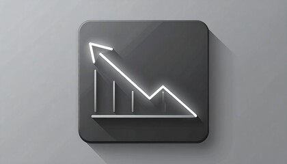 A dark gray square button with a glowing white line graph
