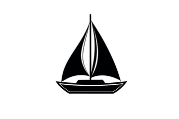 a sailboat floating on calm waters with sails unfurled silhouette