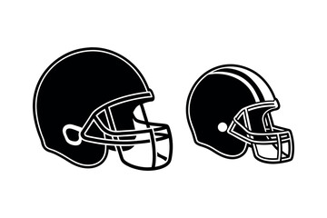 Naklejka premium football helmets shown in black and white silhouette