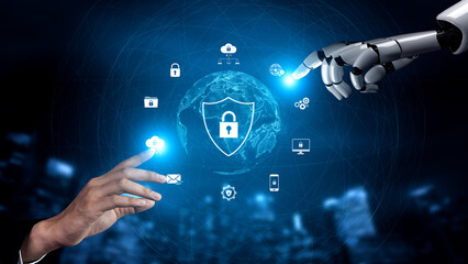 AI artificial intelligence strengthens cybersecurity with intelligent threat detection, virtual...