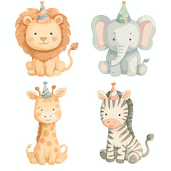 Obraz premium Cute animal silhouette icons set – flat, filled, wildlife and party symbols