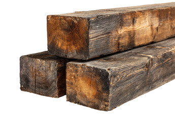 Stack of weathered, square-edged wooden beams