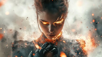 Fiery woman portrait
