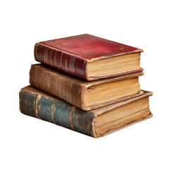 Fototapeta premium Stack of three antique books. Aged leather covers, various colors