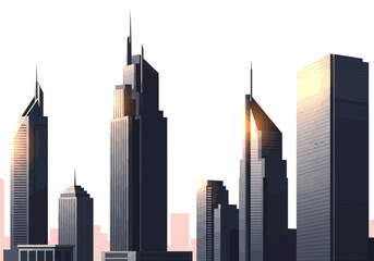 Fototapeta premium Modern City Skyline Architecture at Sunrise.