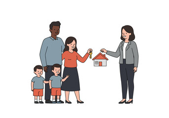 Happy Family Receiving House Keys from Agent.