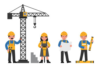 Construction Workers Teamwork on Site.