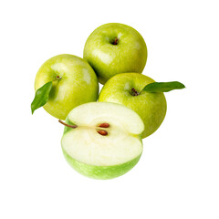 Fresh green apples slice healthy fruit isolated on white
