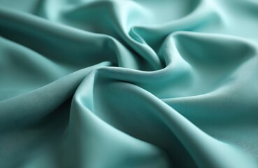 Teal fabric with smooth texture. Wavy gathering design, creates soft, elegant look. Cloth textile is versatile for various apparel, garment, interior design, drapery or fashion.